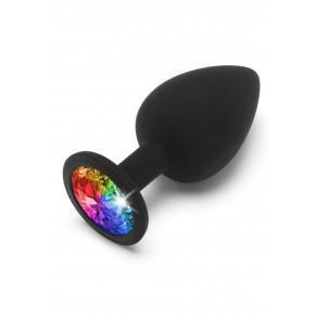 TOY JOY | Анальная пробка Toy Joy Rainbow Booty Jewel с радужным кристаллом, черный, Large. Ціна: 730 грн