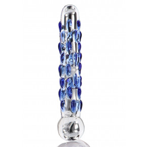 TOY JOY | Фаллоимитатор стеклянный с рельефом Diamond Dazzler прозрачный с голубым, 18 см х 3.5 см. Ціна: 1295 грн