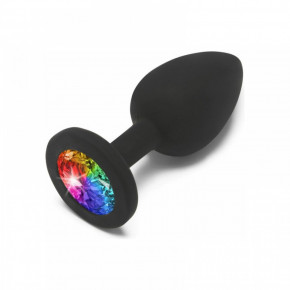 TOY JOY | Пробка с радужным камнем силикон черный Toy Joy Rainbow Booty Jewel Small. Ціна: 450 грн
