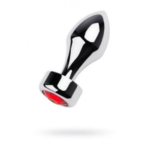 Toyfa | Анальная пробка Metal By Toyfa, металл, серебристая, с кристаллом цвета рубин, 9,5 см, ø 3,5 см, 130 г. Цена 329 грн