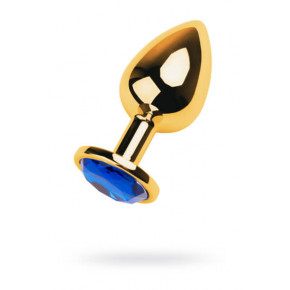 Toyfa | Gold anal plug TOYFA Metal with blue round-shaped gem, length 7,8 cm, diameter 2,3-4 cm, weight 170. Цена: 558 грн