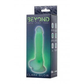 Фаллоимитатор, светящийся в темноте, Beyond By Toyfa, Clark Glow, силикон, прозрачно-зеленый, 16,5 с