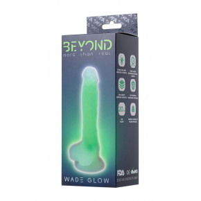 Toyfa | Фалоімітатор, що світиться в темряві, Beyond By Toyfa, Wade Glow, силікон, прозоро-зелений, 14,5 см. Ціна: 1568 грн