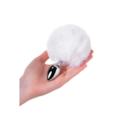 Toyfa | Анальная втулка Toyfa Metal, маленькая, металл + искусственный мех, серебристая, с белым хвостиком. Цена 507 грн. Фото: 3