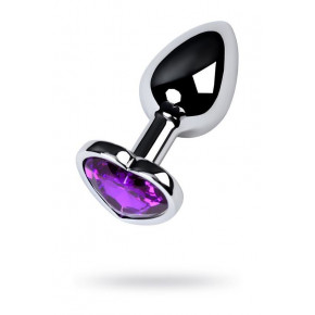 Toyfa | Silver anal plug with purple gem heart-shaped. Цена: 404 грн