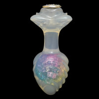 UNIVIBE | Анальная пробка ребристая UNIVIBE с камнем, силиконовая, радужная, 9 х 4.9 см. Ціна 1200 грн