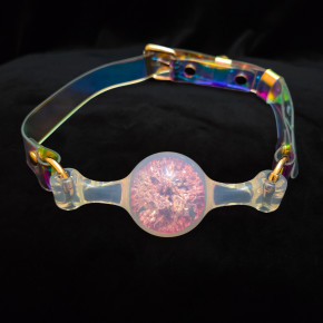 UNIVIBE | Кляп-шарик прозрачный UNIVIBE с розовым камнем, силиконовый. Ціна: 880 грн