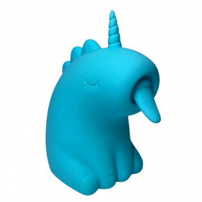 Стимулятор клитора с длинным вращающимся язычком UNIVIBE Единорог, 10 режимов, голубой