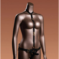 UPKO | Страпон с нереалистичным фаллоимитатором M UPKO, с ошейником, черный. Цена 6 110 грн