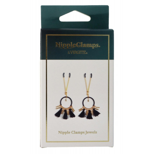 VIRGITE | Декоративные золотые зажимы для сосков Virgite Nipple Clamps с черными кисточками. Ціна 650 грн. Фото: 4