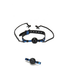 Кляп із затискачами для сосків WHIPSMART DIAMOND BLUE