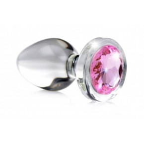 XR Brands | Анальная пробка со стразом Pink Gem Glass Anal Plug With Gem стеклянная, Small. Ціна: 1120 грн